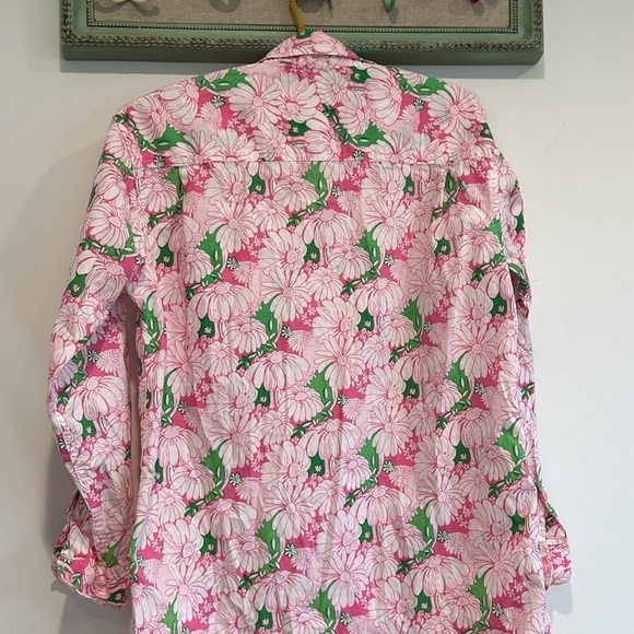 Lilly Pulitzer Vintage long sleeve button down blouse size 4-6 small pink print - Picture 7 of 7